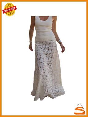 Solid High Waist Lace See Through Long Maxi Skirt Casual Vacation